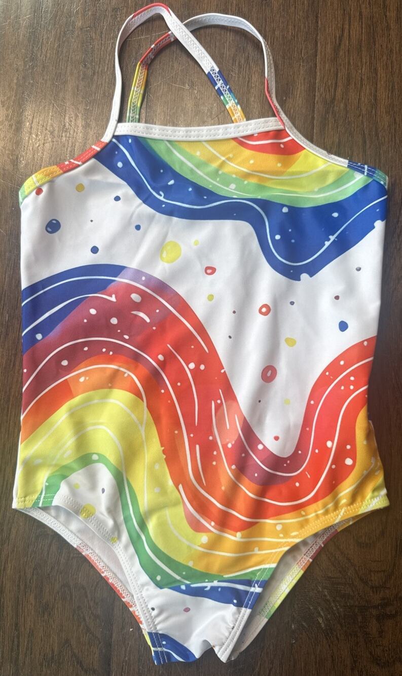 Girls‎ Multicolor One Piece Swimsuit Size Small Youth Colorful Print NWT